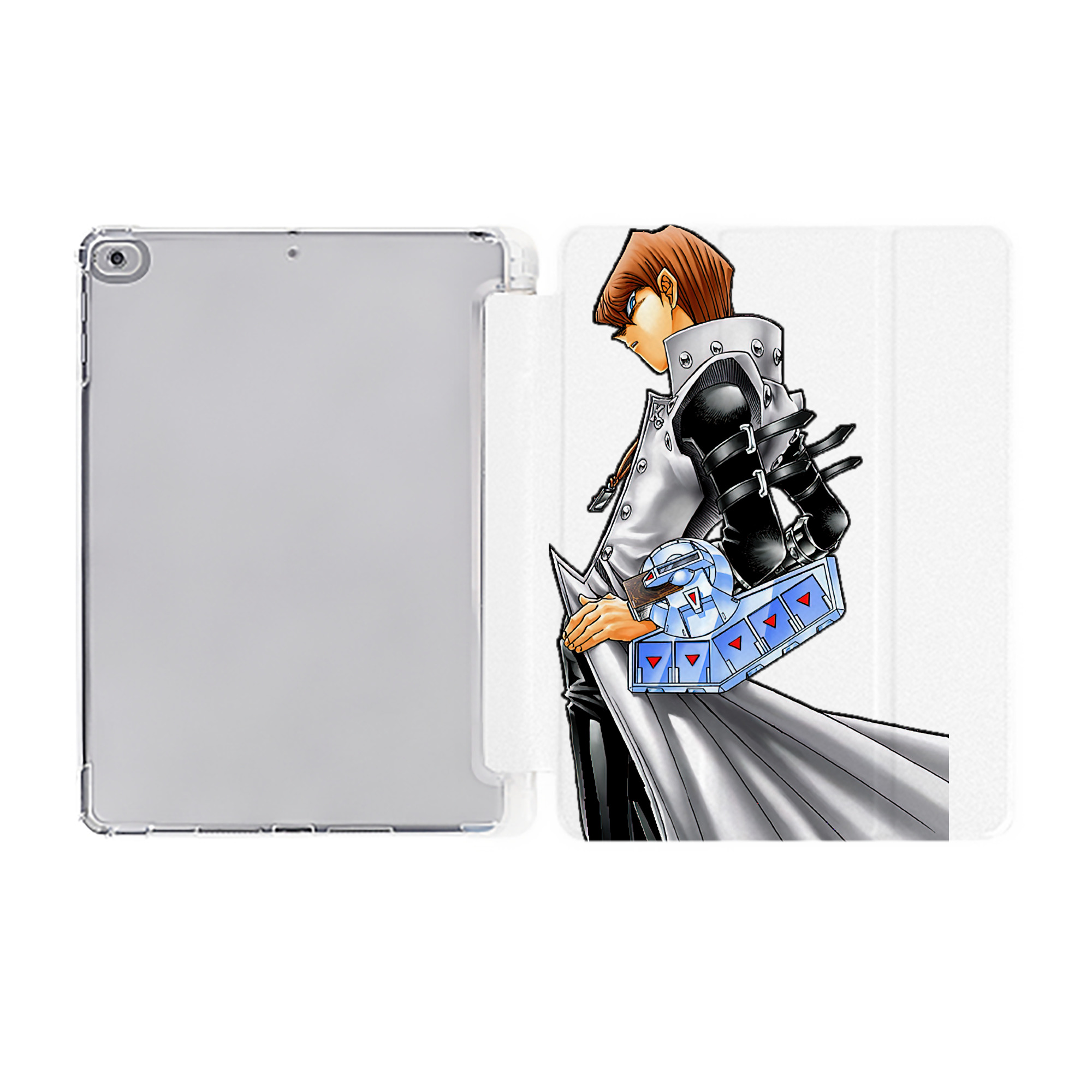 （画像用） 遊☆戯☆王 Yu-Gi-Oh! IPad ケース ペン収納付き 三つ折りスタンド PUレザー×シリコン 対応機種9.5/10.5/10.9インチ